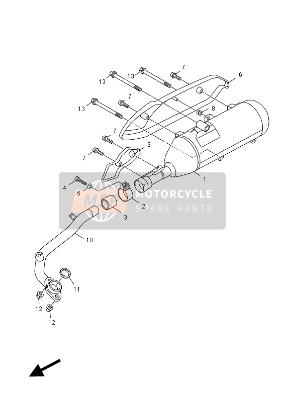 Yamaha HW125 2012 Scarico per un 2012 Yamaha HW125